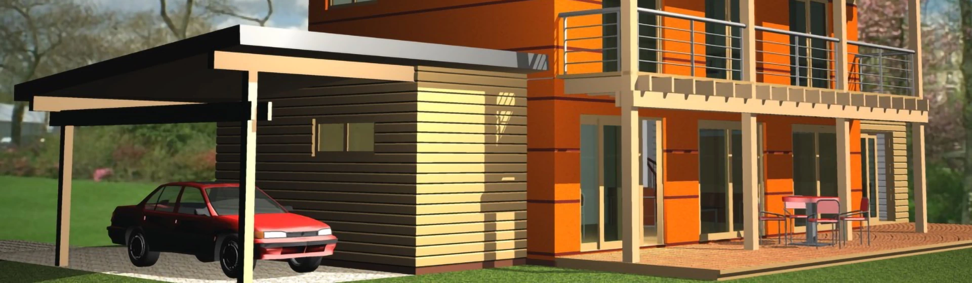 Projekt drewnianego domu z wiatą